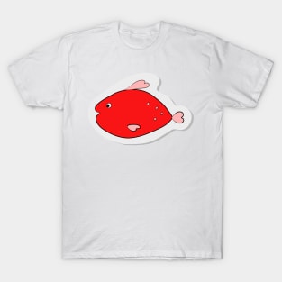 Fish. Fishing. Fisherman. Animal. Live nature. Red logo. Animal world. T-Shirt